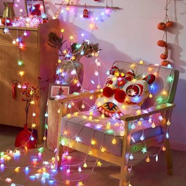 Imagem de Cordão de luzes de LED de estrela e globo para quarto, parede, pátio, jardim, decoração de festa de casamento de Natal