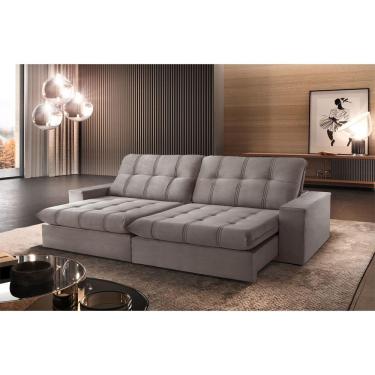 Imagem de Sofá Retrátil Caparaó 2,30m 4 Lugares Molas Ensacadas Txr Bege