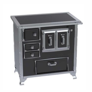 Imagem de Fogão A Lenha N° 01 Venax Século Xviii Gii Premium Preto Gab. Chapa Vitrocerâmica Saída Direita Sem Tampa