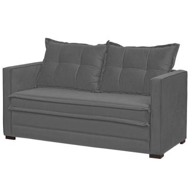 Imagem de Sofá Cama Casal Articulável 2 Lugares Londres Suede Cinza Escuro - D'monegatto