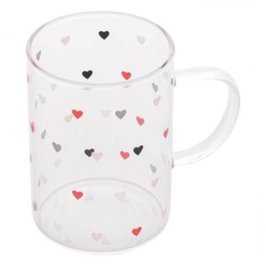 Imagem de Xícara Caneca De Vidro Corações Love 200 Ml - Lyor