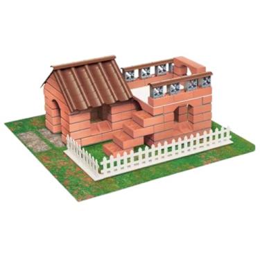Imagem de Casa de Brinquedo para Construir Kit Educativo com Blocos Plásticos e Massa Inclui Base Verde e Cercas Brancas