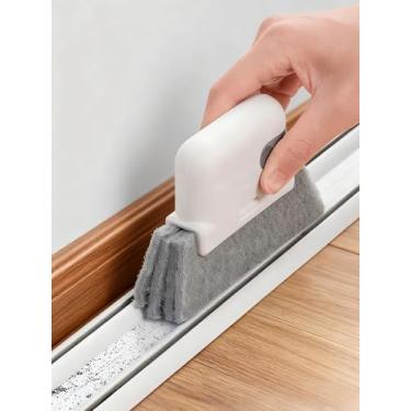 Imagem de Kit universal de limpeza de janelas e carros: escova Groove, ferramenta de costura de trilha/lacuna, linha de porta deslizante/agente de limpeza de louver. (branco)