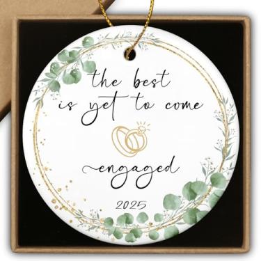 Imagem de Decorações de festa de noivado, presentes para casais, enfeite de cerâmica de Natal, placa redonda "Keep Sake", "The Best is Yet to Come" Presentes de noivado para mulheres, enfeite de Natal de