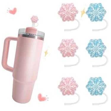 Imagem de 6 peças YKL Snowflakes Stanley Cup Capa de canudo Stanley Straw Topper Cup Acessórios Copo 1,134 g