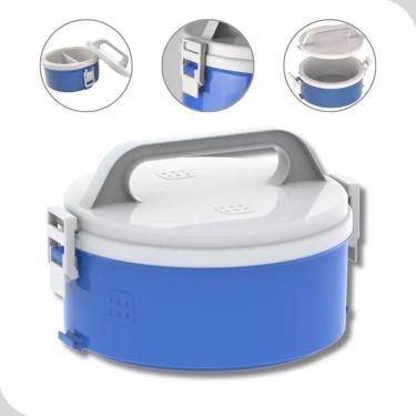 Imagem de 2X Marmita Termica Alça 1,5L Sem Divisória Microondas Azul A