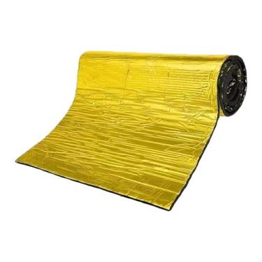 Imagem de JicSuXi Tapete isolante térmico automotivo, tapete amortecedor de som autoadesivo para portas e chassis de veículos, 39,4 x 20 polegadas, 10 mm de espessura, Dourado