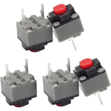 Imagem de 5 peças botão mudo interruptor quadrado botão interruptor silencioso micro 10 milhões de mouse micro interruptores industriais (cinza, preto, vermelho (6 x 6 x 7,3 mm)