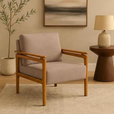 Imagem de Poltrona Yasmin Do Papai Decorativa Estofada Em Veludo Suede Para Área