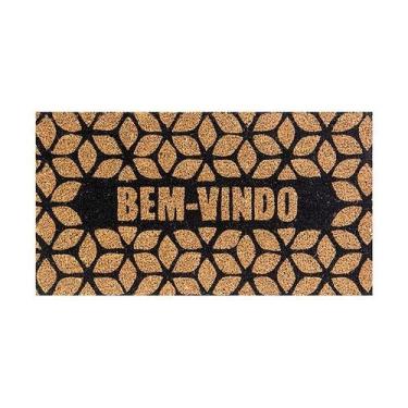 Imagem de Capacho Fibra de Coco RT 60 x 33 cm Geométrico Preto Uzzo - UZOO