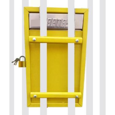 Imagem de Caixa correio GRANDE com Cadeado 2 chaves chapa Aço 4 parafusos 2 grad