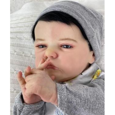 Imagem de Bebê Reborn Menino Aticus Realista Corpo Inteiro Vinil Silicone Olhos 