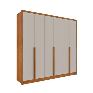 Imagem de Guarda Roupa Casal 6 Portas 6 Gavetas 100% Mdf Fortuna S/ Espelho S/ Pés - Tcil Cinamomo/off White