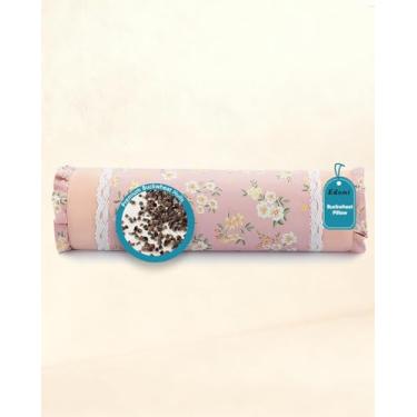 Imagem de Almofada de pescoço de trigo sarraceno, suporte de pescoço de cilindro de resfriamento rígido ajustável de 40 x 10 cm para dormir, meditação de ioga, fronhas florais macias removíveis, travesseiro