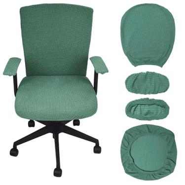 Imagem de PBIEHSR Capas para cadeira de escritório, 4 peças, extensíveis, acessórios de mesa, material de escritório, apoio de braço, capa de mesa, verde (pinho)