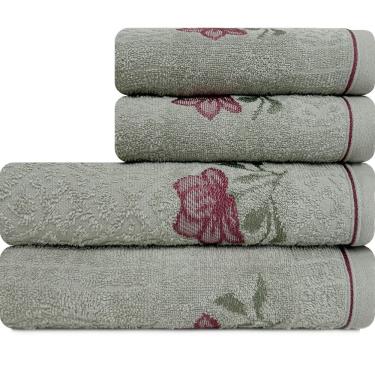 Imagem de Jogo de Toalhas 4 Peças Banho e Rosto 100% Algodão Karsten Encanto