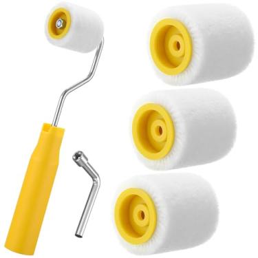 Imagem de Honeydak Mini rolo de pintura pequeno rolo de pintura para retoque de borda ou canto, ferramenta de pincéis de lã extra pequenos para molduras de janelas (pacote com 4, 3,5 polegadas)