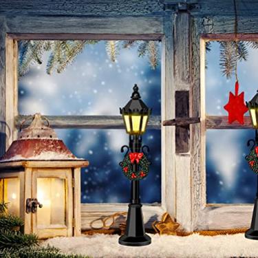 Imagem de 4 Mini Mini Modelos de Luz de Rua, Dollouse Streetlight Lanterna de Vila Em Miniatura Village Post para Acessórios de Jardim de Fadas de Micro Paisagem DIY, Feitos de Material