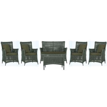 Imagem de Jogo Sofá 4 Poltronas E Mesa Igapó Preta E13 Trama Original Verde