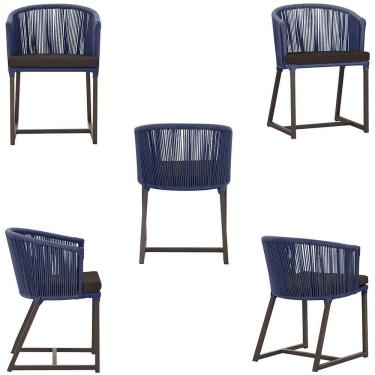 Imagem de Mesa Com 4 Cadeiras E Noronha Estofado 9 Trama Original Azul