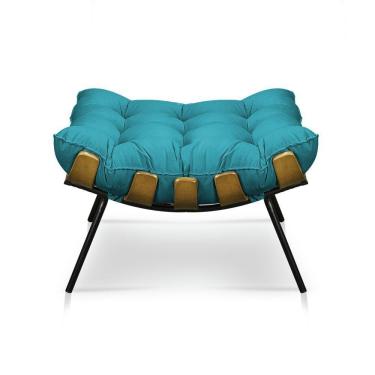 Imagem de Puff Costela Sala E Escritório Suede Azul Turquesa