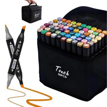 Imagem de Marcador Caneta Touch Kit 60 Cores Para Desenho, Lettering e Colorir -