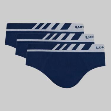 Imagem de Kit 3 Cuecas Lupo Slip Microfibra Sem Costura 00691-103, Azul marinho,
