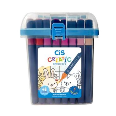 Imagem de Marcador CIS Criatic Brush Duo – Estojo com 48 Cores | Ponta Dupla (Chanfrada e Pincel) | Tinta à Base de Álcool para Colorir, Ilustração e Arte
