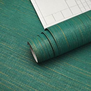 Imagem de Theper Papel de parede de papel de parede de grama verde vintage 48 cm × 497 cm papel de contato com textura para armários papel de parede impermeável autoadesivo removível para paredes de quarto