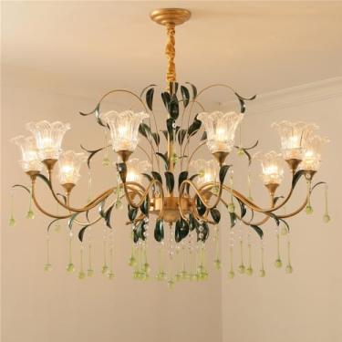 Imagem de Lustre Pastoral Francês Americano Floral Criativo para Sala de Estar, Restaurante, Quarto, Villa, Café, Loja de Roupas, Casa, Luminária Pendente LED Decorativa (IB 10 Lâmpadas)