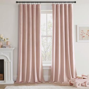 Imagem de MIULEE Cortinas de veludo rosa bebê 96 polegadas de comprimento, luxuosas, supermacias, com isolamento térmico, cortinas blackout para escurecimento de quarto, design de bolso para varão, para quarto
