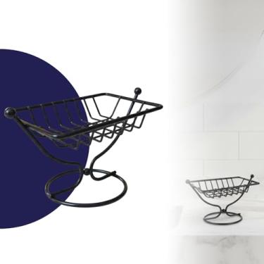 Imagem de Saboneteira Ferro Metal Preta Pia Bancada Lavabo Cozinha Aramada Vazado Industrial Rústica Porta Barra Descanso Organizador Seco Drenagem Durabilidade Estável Antiderrapante Antigosma Antiferrugem