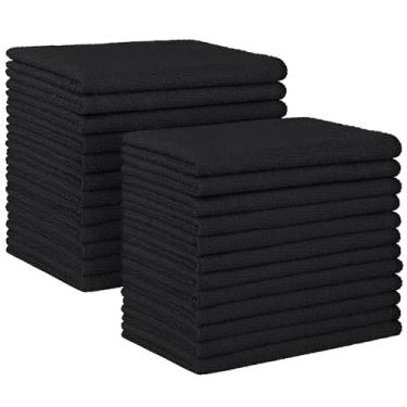 Imagem de HOMEXCEL Pano de limpeza de microfibra preto, pacote com 24 panos de limpeza absorventes, sem fiapos, toalhas de limpeza sem riscos para carro, cozinha, casa, 30 x 28 cm