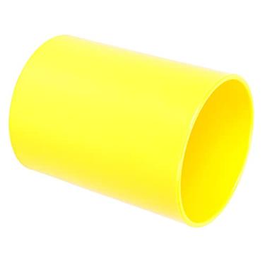 Imagem de Suporte de caneta, soquete de lápis, organizador de mesa de plástico redondo para material de escritório, papelaria escolar, material abs 10.2x7.7x7.7cm (Amarela)