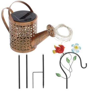 Imagem de ZJRDYYK Lâmpada de regador solar, lanternas suspensas à prova d'água alimentadas por energia solar ao ar livre para quintal pátio jardim caminho paisagem