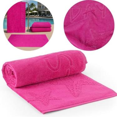 Imagem de Toalha de Praia Gigante Premium, Algodão Felpudo Aveludado, Anti-Areia, para Piscina e Praia, Disponível em Rosa, Azul, Verde e Amarelo (Rosa)