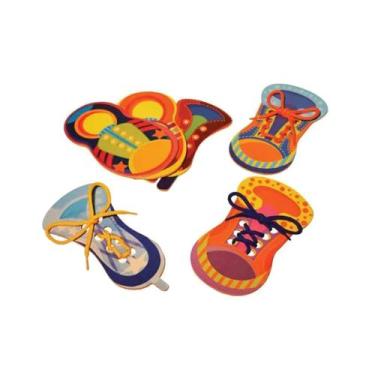 Imagem de Brinquedo Pedagógico Alinhavos Tênis Peças Mdf 06 Unidade - Sonho de C