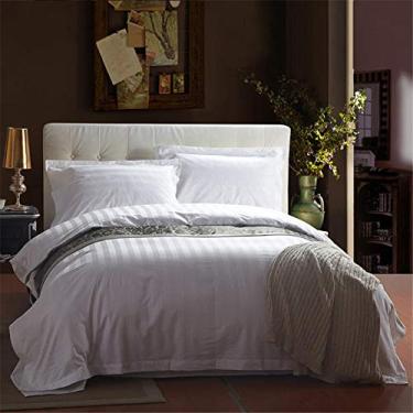 Imagem de Jogo de cama branco, conjunto de capa de edredom queen size de algodão macio, conjunto de lençóis, fronhas, hotel, roupa de cama 3, king