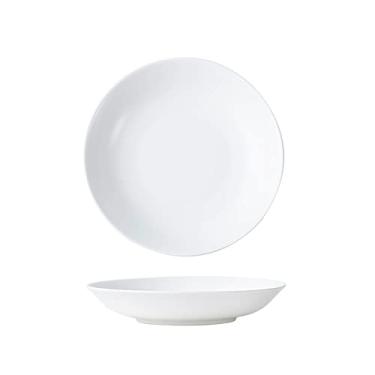 Imagem de Série fosca de 20 cm de cerâmica para salada/massa/frutas/aperitivos/pratos de sobremesa, pratos de jantar de Natal, conjunto de 2 pratos de jantar brancos/verdes (cor: branco, tamanho: 20 cm)