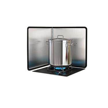 Imagem de HYUIO Protetor contra respingos de aço inoxidável antirespingos para fogão, protetor contra respingos de barreira de óleo dobrável, protetor de respingos de óleo de cozinha antiaderente