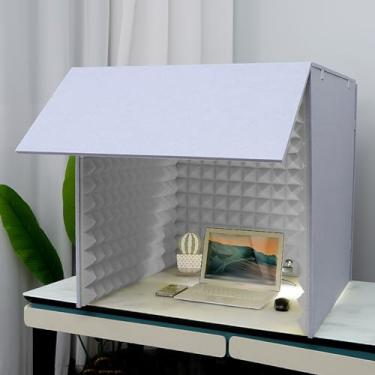 Imagem de JYXYXSCP Caixa à prova de som, sala multifuncional à prova de som, estúdio de gravação portátil para videoconferência (amarelo) (cinza)