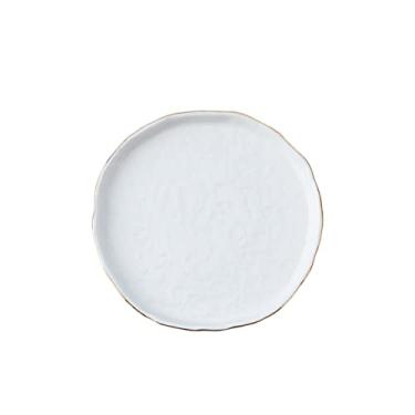 Imagem de Série Gold Edge de 25 cm design irregular cerâmica salada/massa/fruta/aperitivo/pratos de sobremesa pratos de Natal pratos de jantar de Natal - pratos de jantar preto/branco (cor: branco, tamanho: 25