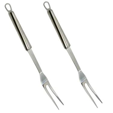 Imagem de 2 Garfos Trinchante de Aço Inox para Churrasco Assados Carne Linguiça Utensilio Garfo Grande