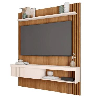 Imagem de Painel Para 65 Pol Com Bancada Suspensa 150cm Jade Freijó/off White - Caemmun