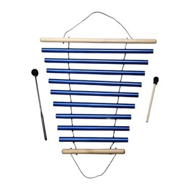 Imagem de Fxzqgnh Sino de Vento de Madeira com Nove Notas E Som Agradável, Ideal para Meditação. Instrumento de Percussão de Uma única Fileira. Sino de Barras, Azul