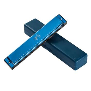 Imagem de Gaita polifônica profissional de 24 furos com blues folk adulto três cores de vermelho, azul e preto estão disponíveis (tipo 2)