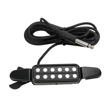 Imagem de Amplificador de sensor de captador de guitarra acústica clássica profissional, orifício de som, dourado, prata, captadores acústicos para iniciantes (prata)