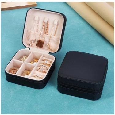 Imagem de Estojo de joias de viagem, mini caixas de viagem portáteis, organizador de joias para anéis, brincos, pingentes, colares, batons, etc. (preto)