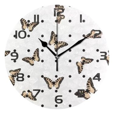 Imagem de GakkiGii Butterfly Dots Relógio de parede silencioso sem tique-taque, relógio moderno operado por bateria para escritório em casa, cozinha, quarto - fácil de ler