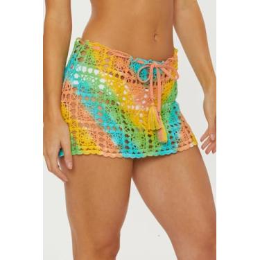 Imagem de ISABELLA ROSE Mini saia de crochê feminina padrão Harmony, casual, tie dye, saída de praia, Multicor, G